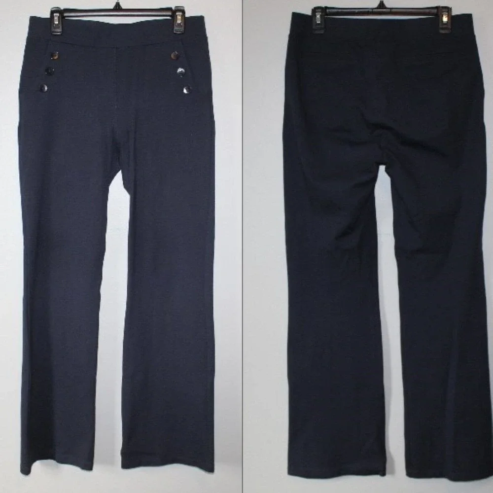 Betabrand Boot-Cut Six Button Dress Pant Yoga Pants Navy Women's Large H14796 - Picture 14 of 15